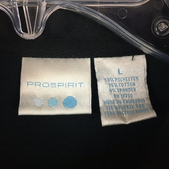 ProSpirit Track Jacket Black Mock Neck Stripe Sleeves Zip Pockets Large - Picture 8 of 12